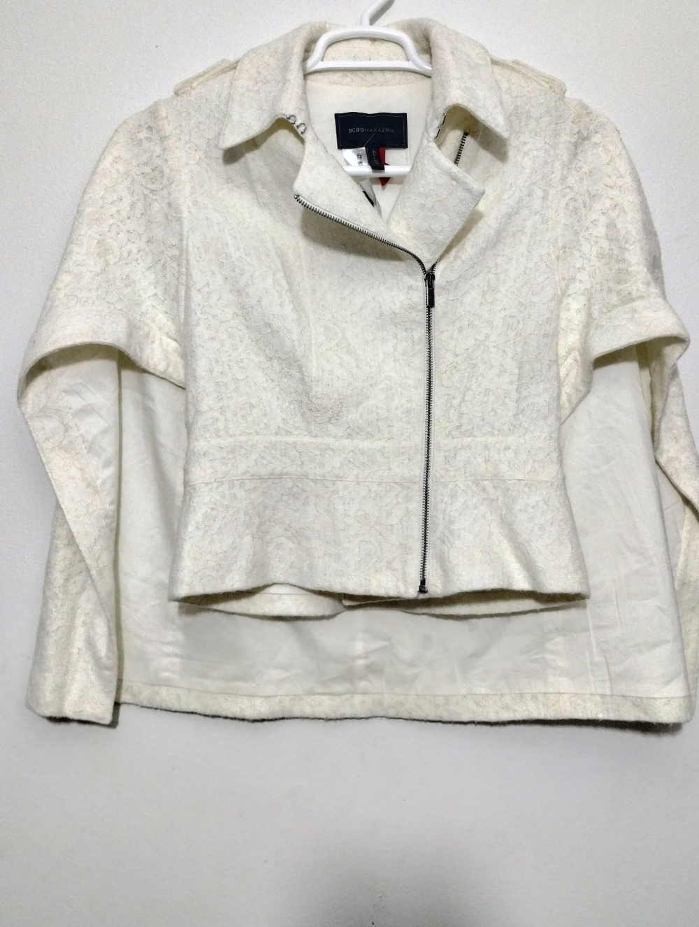BCBGMAXAZRIA Jameson Lace Cape Blazer Women's XS Classic Elegant Off White - Picture 3 of 6